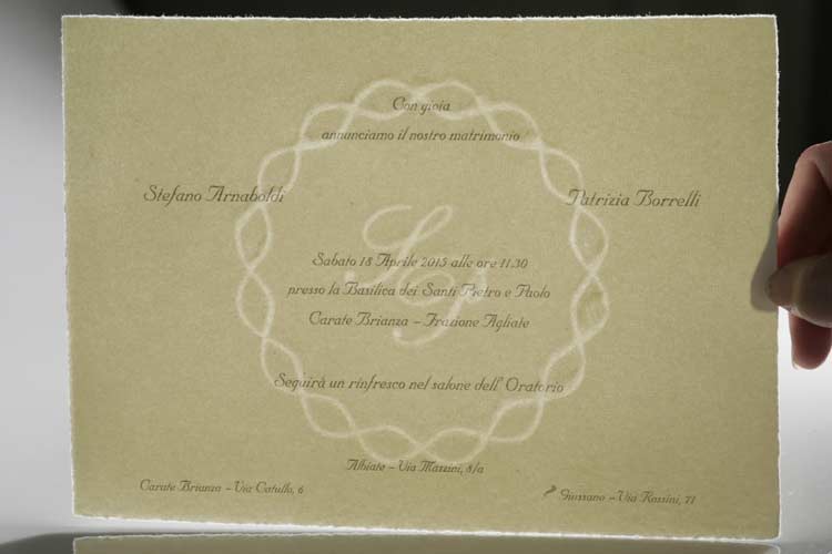 Backlit watermarked wedding card