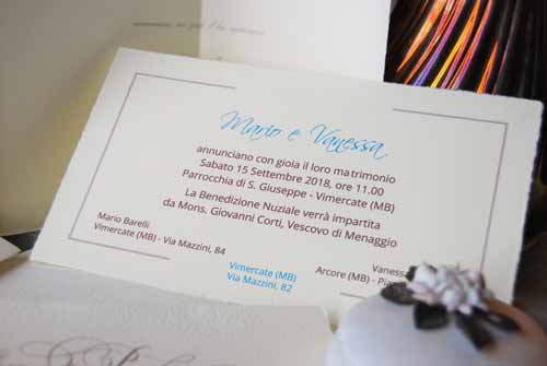 Invitation 'Sogno' with details of the ceremony