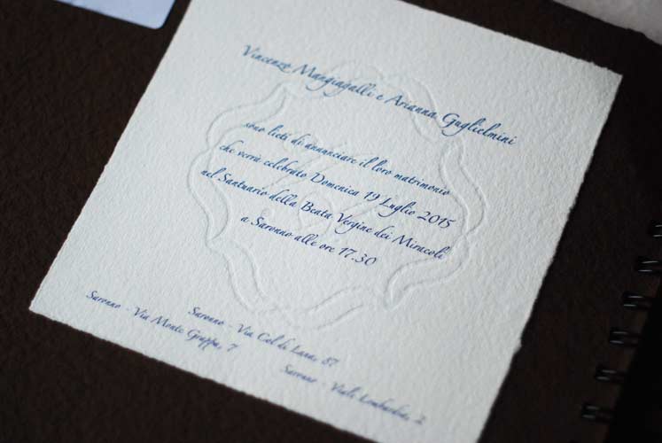 Wedding invitation, with watermarked initials and frame